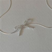 Sterling Silver Simple Style Bow Knot Pendant Necklace main image 2