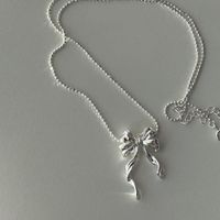 Sterling Silver Simple Style Bow Knot Plating Pendant Necklace main image 3