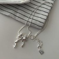Sterling Silber Einfacher Stil Bogenknoten Überzug Halskette Mit Anhänger main image 2