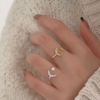 Sterling Silver Simple Style Star Moon Plating Open Rings main image 4