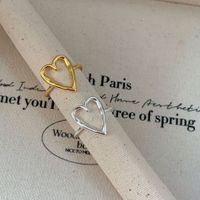 Sterling Silver Simple Style Heart Shape Open Rings main image 1