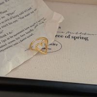 Sterling Silber Einfacher Stil Herzform Offener Ring sku image 2