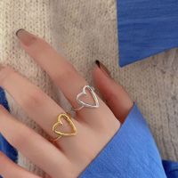 Sterling Silver Simple Style Heart Shape Open Rings main image 4