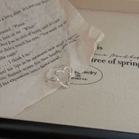 Sterling Silber Einfacher Stil Herzform Offener Ring sku image 1