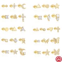 1 Set Simple Style Star Butterfly Plating Sterling Silver Ear Studs main image 1