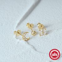 1 Set Simple Style Star Butterfly Plating Sterling Silver Ear Studs main image 8
