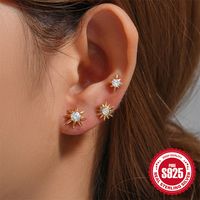 3 Pieces Set IG Style Simple Style Shiny Star Plating Inlay Sterling Silver Zircon Ear Studs main image 1