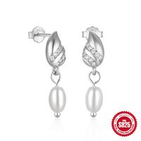 1 Pair Elegant Snowflake Plating Sterling Silver Drop Earrings sku image 2