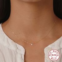 Simple Style Geometric Sterling Silver Plating Zircon Pendant Necklace main image 5