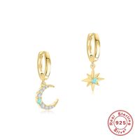 1 Pair Simple Style Star Moon Plating Sterling Silver Drop Earrings sku image 3