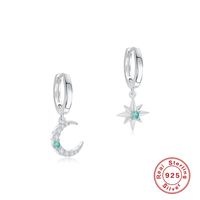 1 Pair Simple Style Star Moon Plating Sterling Silver Drop Earrings sku image 4