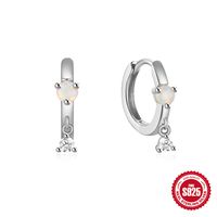 1 Paar Einfacher Stil Geometrisch Einfarbig Überzug Sterling Silber Reif Ohrringe main image 2