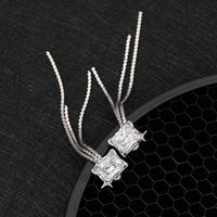 1 Pair Simple Style Tassel Rectangle Plating Inlay Copper Zircon Drop Earrings main image 3