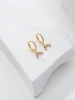 1 Pair IG Style Shiny Elk Inlay Copper Zircon 18K Gold Plated Ear Studs main image 6