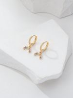 1 Pair IG Style Shiny Elk Inlay Copper Zircon 18K Gold Plated Ear Studs main image 5