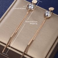 1 Pair Elegant Xuping Simple Style Round Tassel Plating Inlay Alloy Copper Alloy Artificial Pearls 18k Gold Plated Drop Earrings main image 2