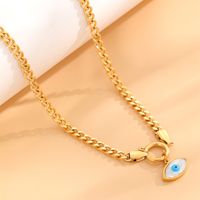 304 Stainless Steel Simple Style Plating Inlay Devil's Eye Palm Rhinestones Shell Pendant Necklace main image 7