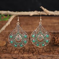 1 Pair Ethnic Style Sun Alloy Plating Inlay Beads Women's Drop Earrings sku image 24