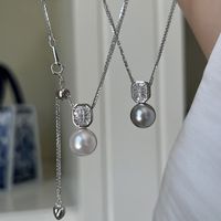 Sterling Silber Elegant Geometrisch Perle Halskette Mit Anhänger main image 1