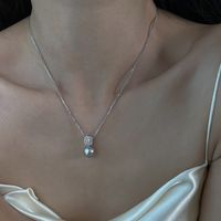 Sterling Silver Elegant Geometric Pearl Pendant Necklace main image 6