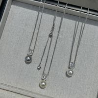 Sterling Silver Elegant Geometric Pearl Pendant Necklace main image 5