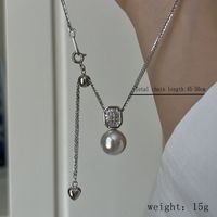 Sterling Silber Elegant Geometrisch Perle Halskette Mit Anhänger main image 2