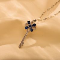 Copper Vintage Style Key Plating Inlay Zircon Pendant Necklace main image 5