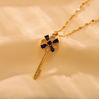 Copper Vintage Style Key Plating Inlay Zircon Pendant Necklace sku image 3