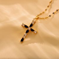 Copper 18K Gold Plated Elegant Cross Plating Pendant Necklace main image 5