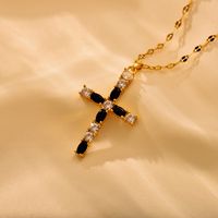 Copper 18K Gold Plated Elegant Cross Plating Pendant Necklace sku image 3