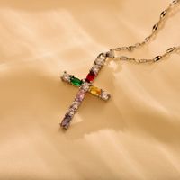 Copper 18K Gold Plated Elegant Cross Plating Pendant Necklace main image 8