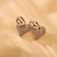 1 Pair Elegant Luxurious Heart Shape Inlay Copper Zircon 18K Gold Plated Drop Earrings main image 3