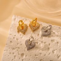 1 Pair Elegant Luxurious Heart Shape Inlay Copper Zircon 18K Gold Plated Drop Earrings main image 9