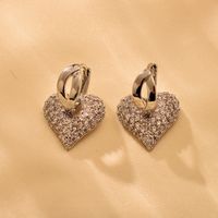 1 Pair Elegant Luxurious Heart Shape Inlay Copper Zircon 18K Gold Plated Drop Earrings sku image 2