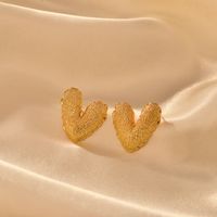 1 Pair Elegant Romantic Heart Shape Copper 18K Gold Plated Ear Studs main image 7