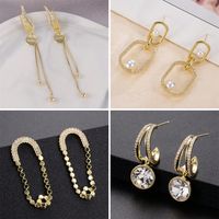 1 Pair Vacation Shiny Round Plating Inlay Copper Pearl Zircon Drop Earrings main image 1