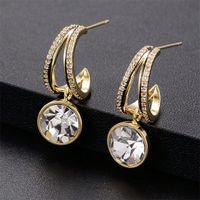 1 Pair Vacation Shiny Round Plating Inlay Copper Pearl Zircon Drop Earrings main image 8