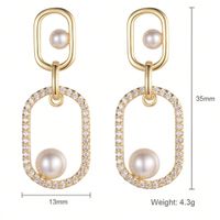 1 Pair Vacation Shiny Round Plating Inlay Copper Pearl Zircon Drop Earrings sku image 2