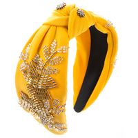 Women's Elegant Luxurious Knot Flower Cloth Beaded Inlay Artificial Crystal Hair Band sku image 3