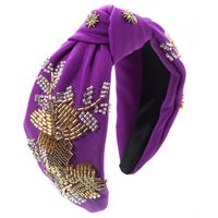 Women's Elegant Luxurious Knot Flower Cloth Beaded Inlay Artificial Crystal Hair Band sku image 2