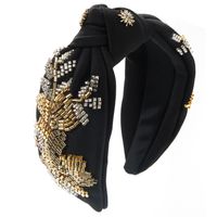 Women's Elegant Luxurious Knot Flower Cloth Beaded Inlay Artificial Crystal Hair Band sku image 6