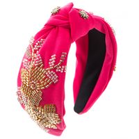 Women's Elegant Luxurious Knot Flower Cloth Beaded Inlay Artificial Crystal Hair Band sku image 1
