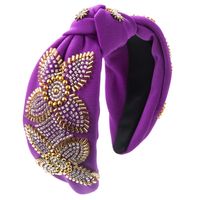 Women's Elegant Luxurious Knot Flower Cloth Beaded Inlay Rhinestones Hair Band sku image 4