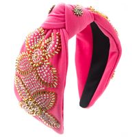 Women's Elegant Luxurious Knot Flower Cloth Beaded Inlay Rhinestones Hair Band sku image 1