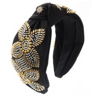 Women's Elegant Luxurious Knot Flower Cloth Beaded Inlay Rhinestones Hair Band sku image 3