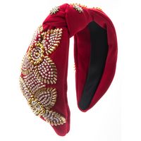 Women's Elegant Luxurious Knot Flower Cloth Beaded Inlay Rhinestones Hair Band sku image 5