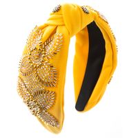 Women's Elegant Luxurious Knot Flower Cloth Beaded Inlay Rhinestones Hair Band sku image 6