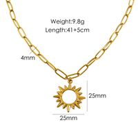 304 Stainless Steel 14K Gold Plated Hip-Hop British Style Plating Inlay Sun Tree Dollar Natural Stone Pendant Necklace main image 3