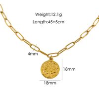304 Stainless Steel 14K Gold Plated Hip-Hop British Style Plating Inlay Sun Tree Dollar Natural Stone Pendant Necklace sku image 4