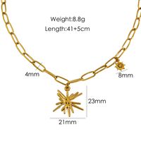 304 Stainless Steel 14K Gold Plated Hip-Hop British Style Plating Inlay Sun Tree Dollar Natural Stone Pendant Necklace sku image 2